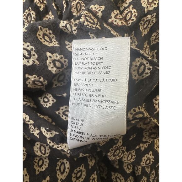 Cleobella Winter Blouse Black Brown Top Pintuck Small Peasant Boho Anthropologie - Picture 13 of 16